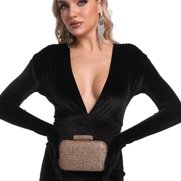 Straw Clutch Purse Women Mini Beach Evening Handbag Cocktail Party Bag - Picture 8 of 8